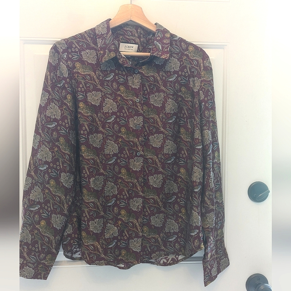 J. Crew Collection silk twill shirt in tiger print